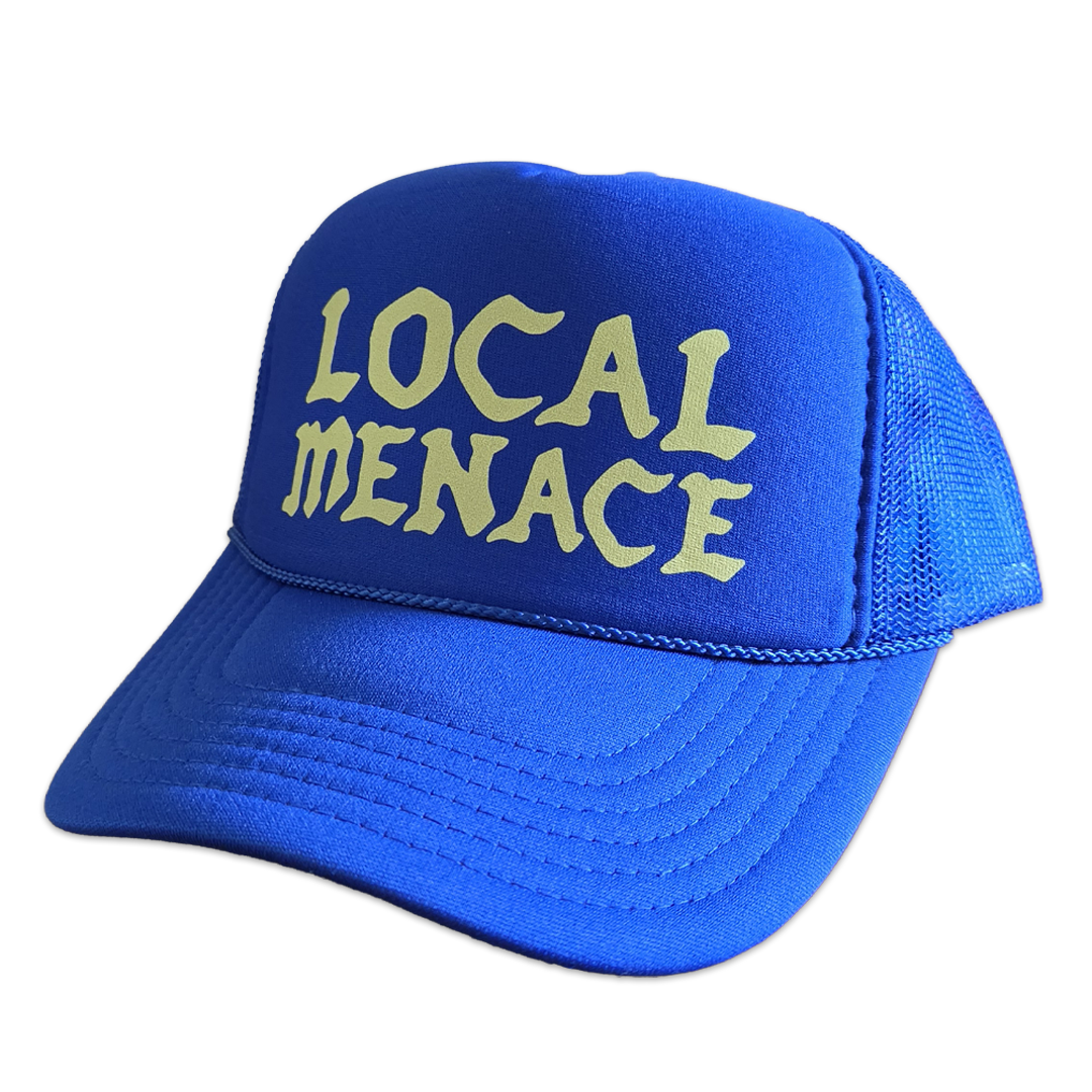 Blue Text Trucker Hat